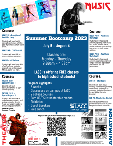 LACC Summer Bootcamps for High School Students
